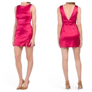 House of Harlow Satin Back Plunge Mini Dress